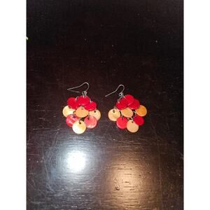 Red and orange dangling earrings